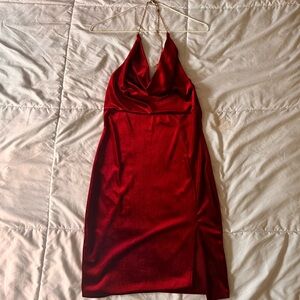 Elegant Red Satin Dress